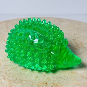 Vintage Green Acrylic Hedgehog Figure Neon‎ Plastic Small Studded 4 1/2" Retro